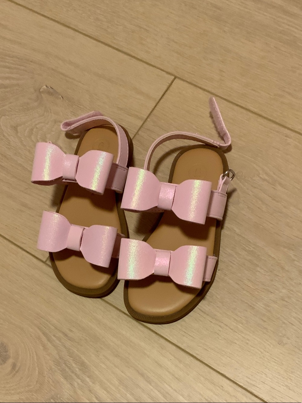 Cat & Jack Shimmer Pink Bow Strap Sandals